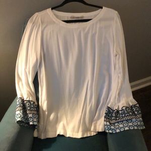 Embroidered Bell Sleeve Shirt